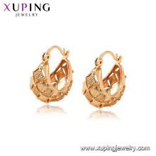 97018 xuping top vender todas as temporadas de ouro brinco gemstone designs hoop earring for ladies